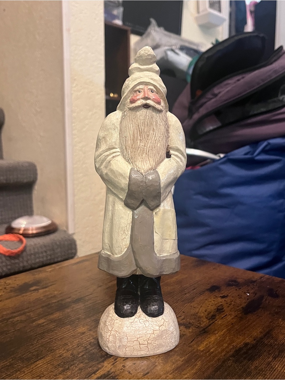 Vintage-Style White Santa Figurine Holiday Décor House of Hatten Santa